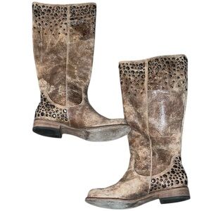 Corral Studded Brown Distressed Leather Boots